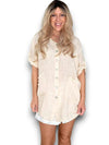 Helga May: Pearl Buttons Shirt - Beige