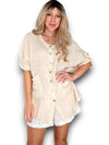 Helga May: Pearl Buttons Shirt - Beige