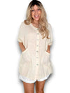 Helga May: Pearl Buttons Shirt - Beige