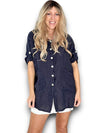 Helga May: Pearl Buttons Shirt - Navy