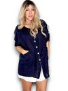 Helga May: Pearl Buttons Shirt - Navy