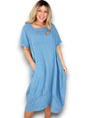 Helga May: Mid Sleeve Maxi Dress - Sky Blue