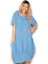 Helga May: Mid Sleeve Maxi Dress - Sky Blue