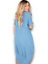 Helga May: Mid Sleeve Maxi Dress - Sky Blue