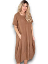 Helga May: Mid Sleeve Maxi Dress - Coffee