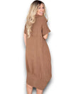 Helga May: Mid Sleeve Maxi Dress - Coffee