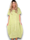 Helga May: Mid Sleeve Maxi Dress - Antique Lime