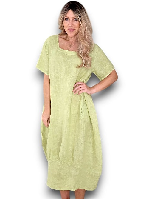 Helga May: Mid Sleeve Maxi Dress - Antique Lime