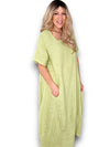 Helga May: Mid Sleeve Maxi Dress - Antique Lime