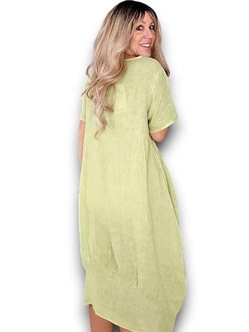 Helga May: Mid Sleeve Maxi Dress - Antique Lime