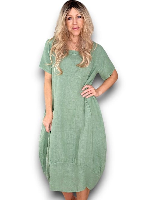 Helga May: Mid Sleeve Maxi Dress - Forest