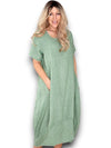 Helga May: Mid Sleeve Maxi Dress - Forest