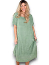 Helga May: Mid Sleeve Maxi Dress - Forest