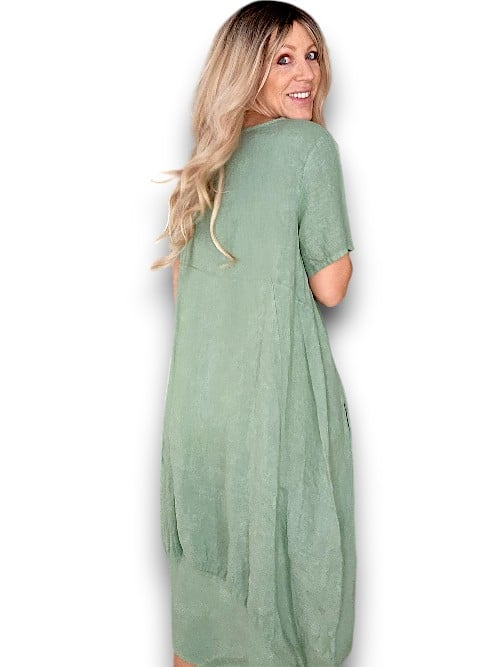 Helga May: Mid Sleeve Maxi Dress - Forest