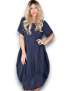 Helga May Mid Sleeve Maxi Dress: Plain - Navy