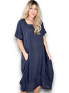 Helga May Mid Sleeve Maxi Dress: Plain - Navy