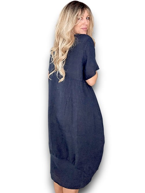 Helga May Mid Sleeve Maxi Dress: Plain - Navy