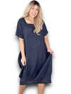 Helga May Mid Sleeve Maxi Dress: Plain - Navy