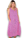 Helga May: Maxi Tank Dress - Hot Pink Stripe