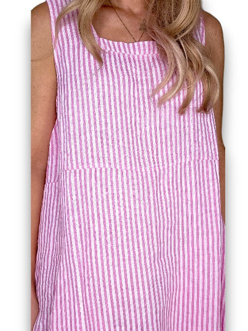 Helga May: Maxi Tank Dress - Bubblegum Pink Stripe