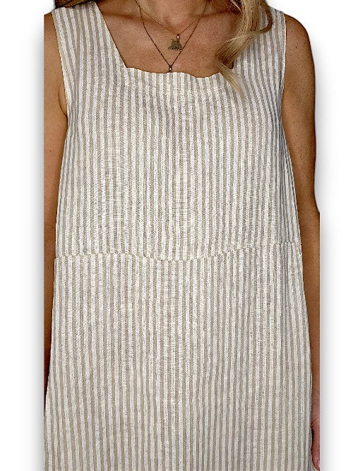 Helga May: Maxi Tank Dress - Beige Stripe