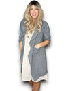 Helga May: Long Drawstring Linen Jacket - Grey