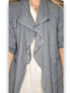 Helga May: Long Drawstring Linen Jacket - Grey