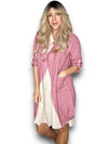 Helga May: Long Drawstring Linen Jacket -Berry