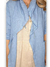 Helga May: Long Drawstring Linen Jacket - Sky Blue