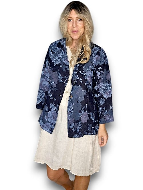 Helga May: Linen Suit Jacket - Scarlett Rose Navy