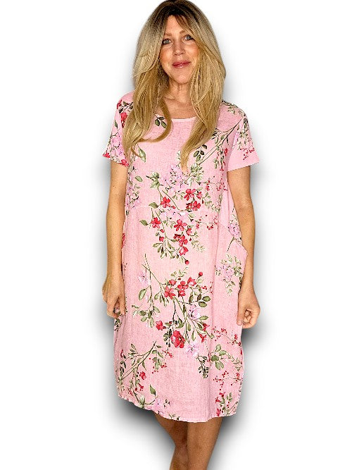 Sized Helga May Jungle Dress: Lingonberry - Baby Pink