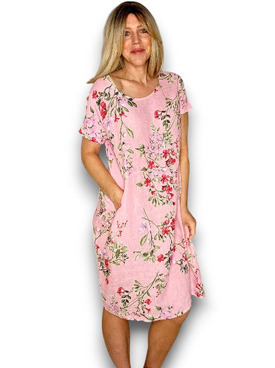 Sized Helga May Jungle Dress: Lingonberry - Baby Pink