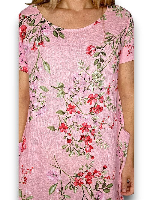 Sized Helga May Jungle Dress: Lingonberry - Baby Pink