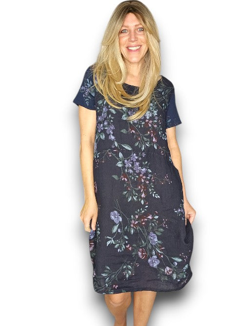 Sized Helga May Jungle Dress: Lingonberry - Navy