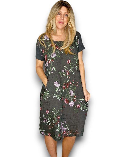 Sized Helga May Jungle Dress: Lingonberry - Charcoal