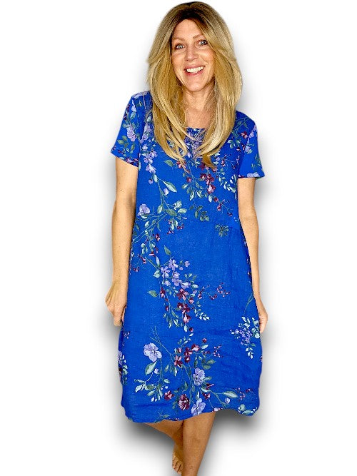 Sized Helga May Jungle Dress: Lingonberry - Cobalt