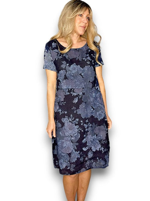 Sized Helga May Jungle Dress: Scarlett Rose - Navy
