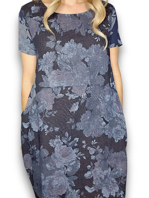 Sized Helga May Jungle Dress: Scarlett Rose - Navy