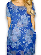 Sized Helga May Jungle Dress: Scarlett Rose - Cobalt