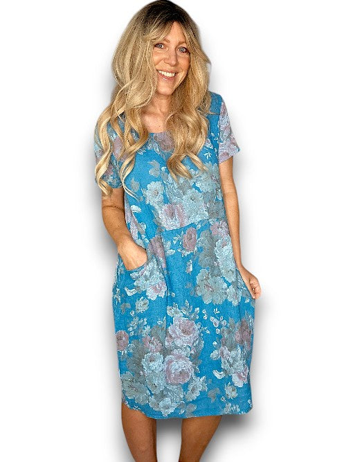 Sized Helga May Jungle Dress: Scarlett Rose - Turquoise