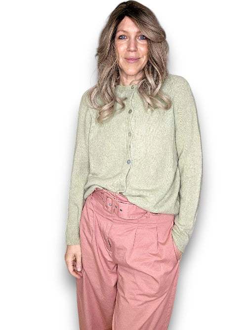 Helga May: Wavey Alpaca Knit Cardigan - Antique Lime