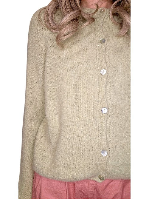 Helga May: Wavey Alpaca Knit Cardigan - Antique Lime