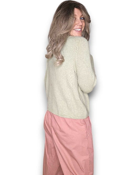 Helga May: Wavey Alpaca Knit Cardigan - Antique Lime