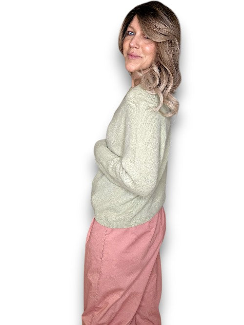 Helga May: Wavey Alpaca Knit Cardigan - Antique Lime