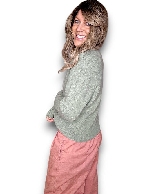 Helga May: V-Neck Baby Alpaca LS Knit - Forest