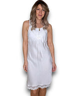 Helga May: Silky Lace Slip Dress - Washed White