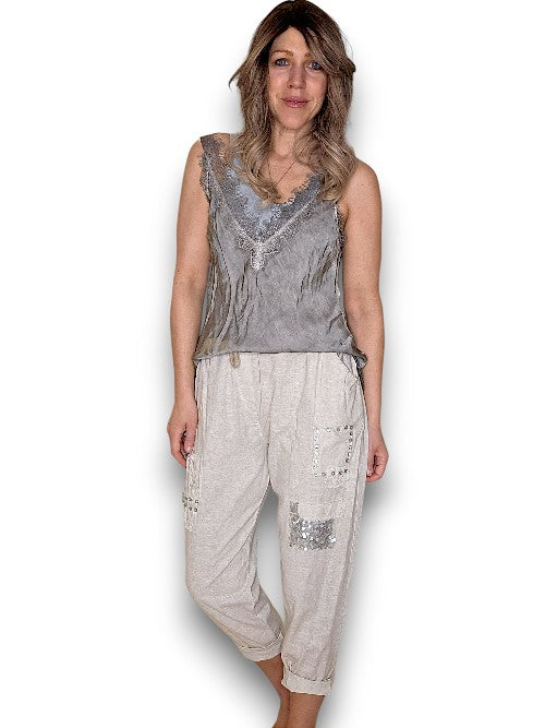 Helga May: Diamond Pocket Pant - Beige