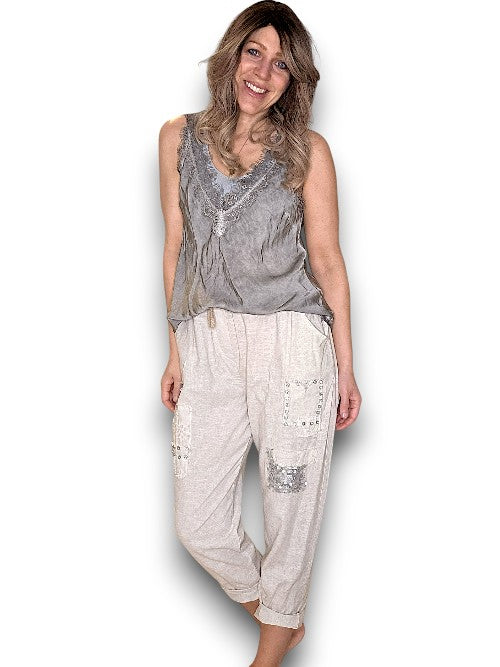 Helga May: Diamond Pocket Pant - Beige