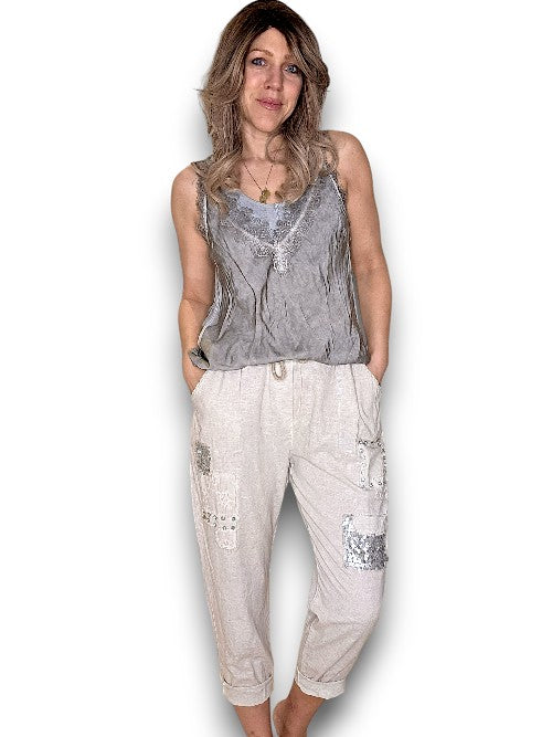 Helga May: Diamond Pocket Pant - Beige