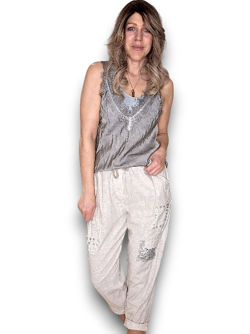 Helga May: Diamond Pocket Pant - Beige